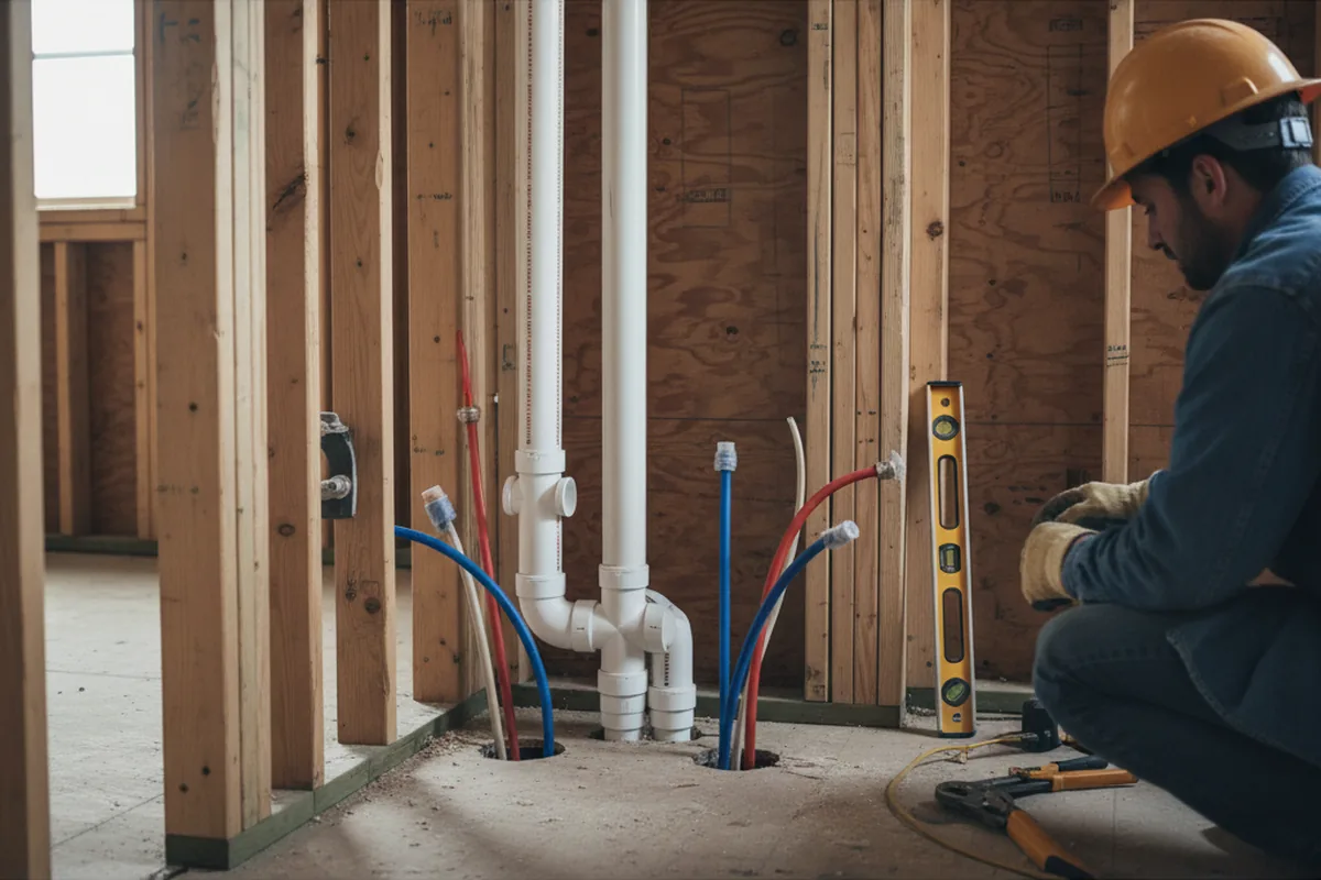 Drain and supply rough-in during Drain Cleaning in Maxton