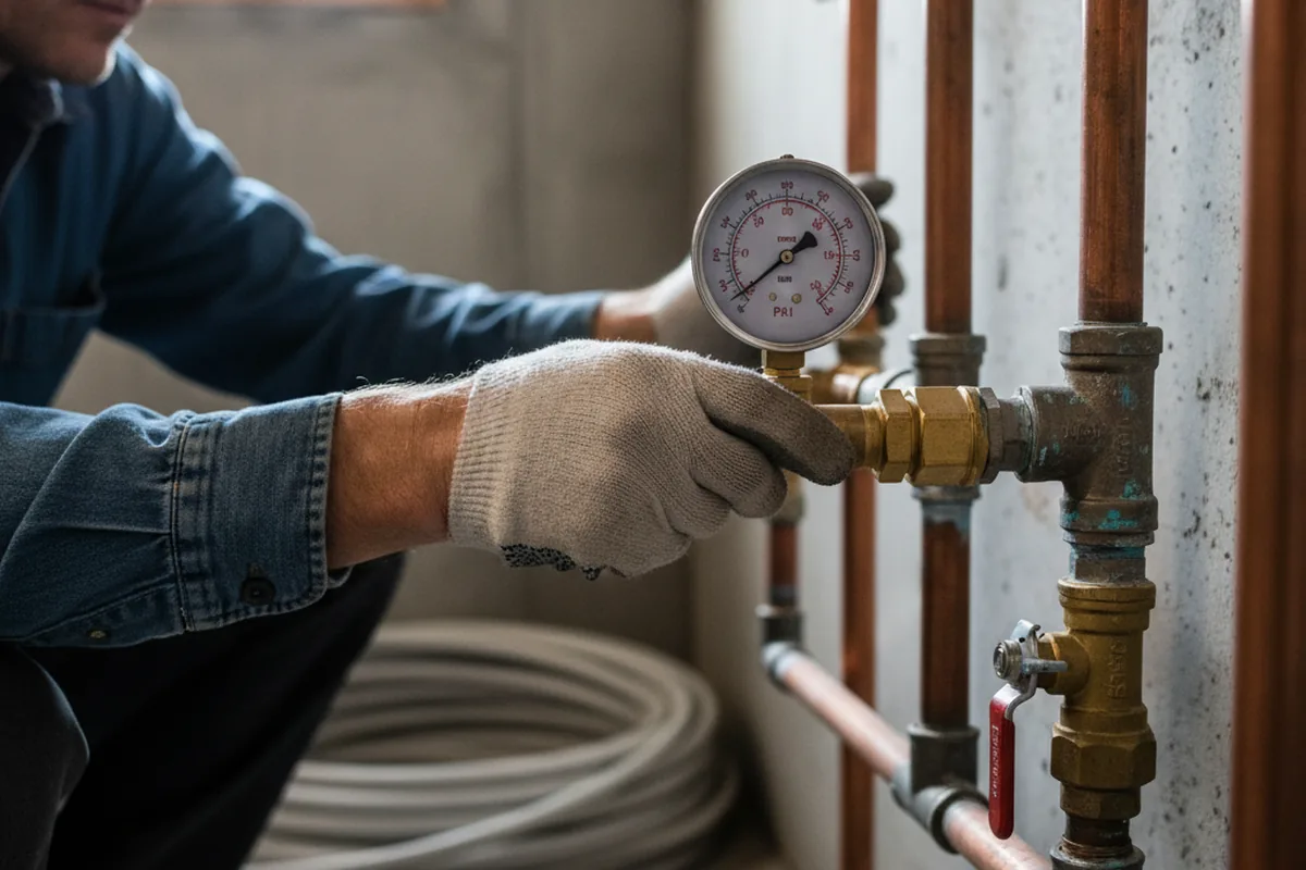 Pressure testing a repaired line during Water Line Repair in Maxton
